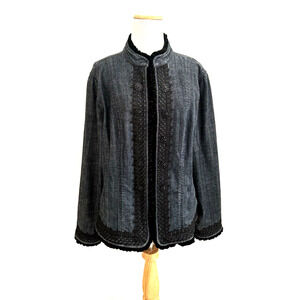Chico's Charcoal Jean Jacket with Black Detailing